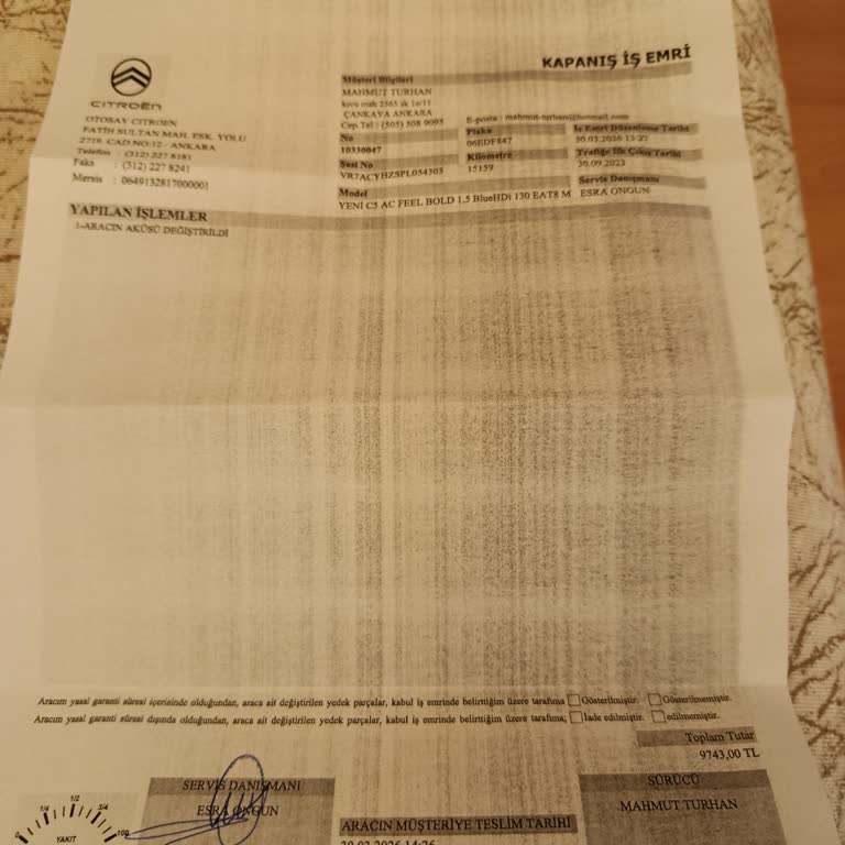 Araç Aküsü Garanti Dışı, 9.750 TL Faturayla Mağdur Oldum