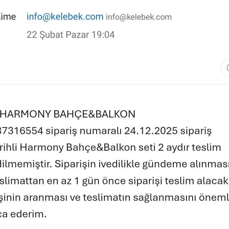 Kelebek'te Uzun Teslimat Gecikmesi Ve Cevapsız Müşteri Hizmetleri