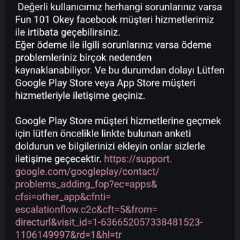 Fun Okey 101'de Kaybolan Hesap Ve 410 TL'lik Yatırımın Geri Getirilmesi Talebi