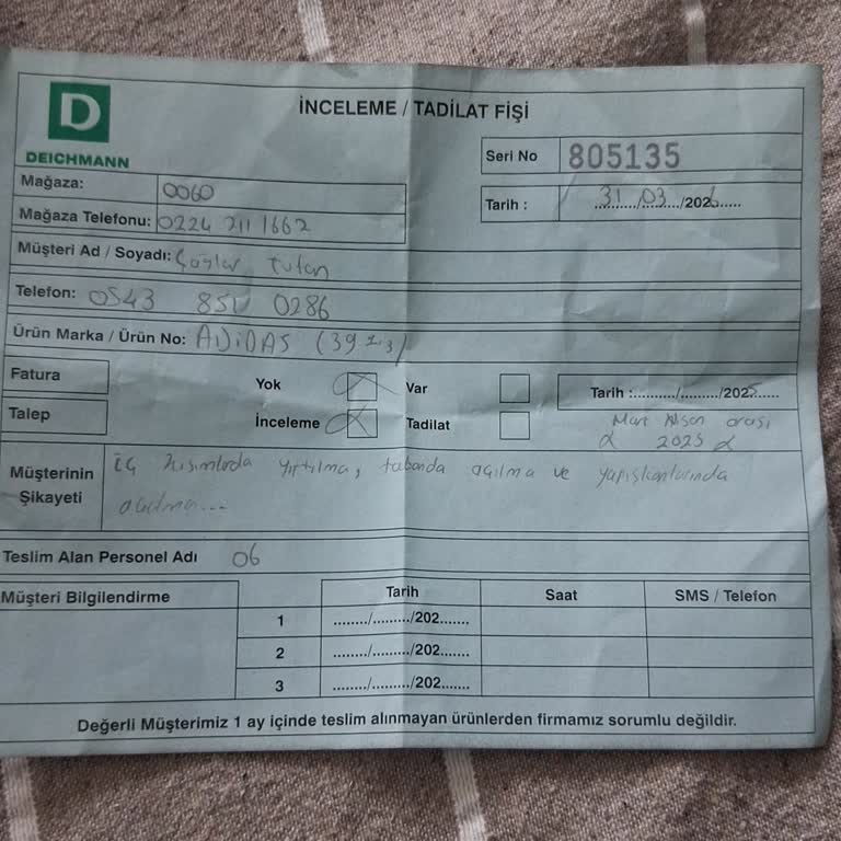 Deichmann’da Adidas Ayakkabısının Erken Yıpranması Ve Değişim Talebi