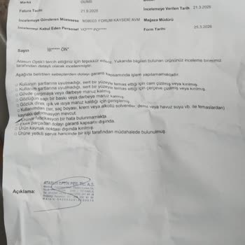 Atasun Optik'te Gözlüğüm Garanti Kapsamında Onarılmadan İade Edildi