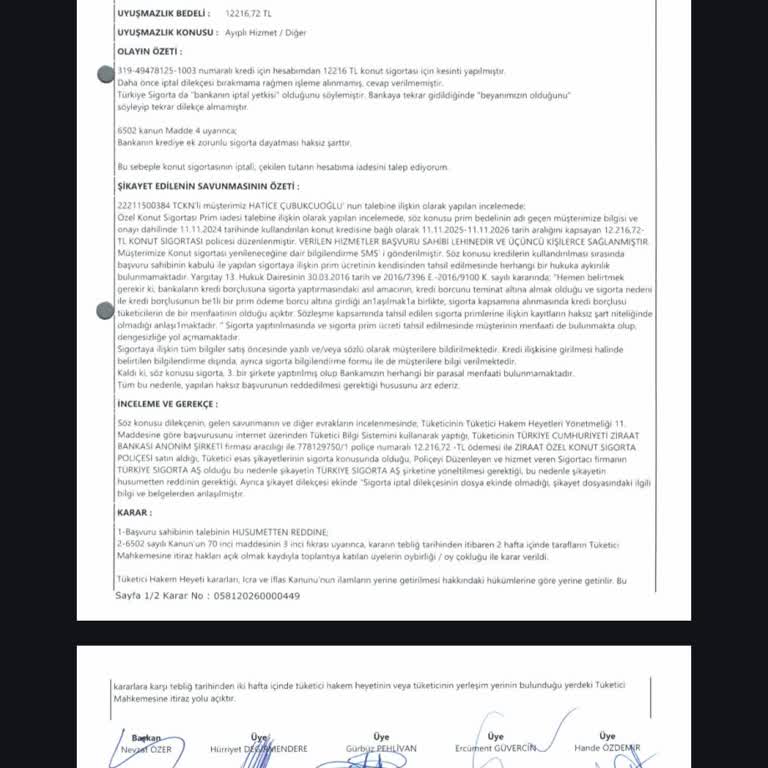 Talep Dışında Yapılan Konut Sigortası Ve İptal İsteği