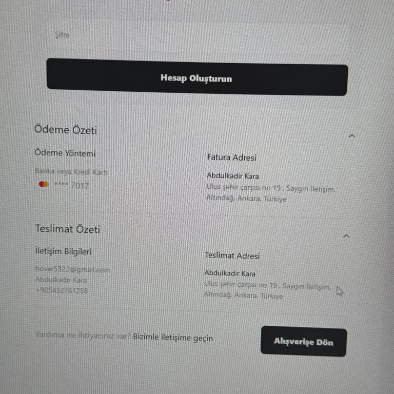 Kargoya Verilmeyen Sipariş Ve İade İsteği