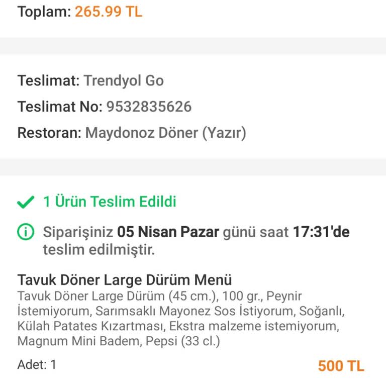 Magnum Dondurması Teslim Edilmedi Ve İade Talebi Reddedildi