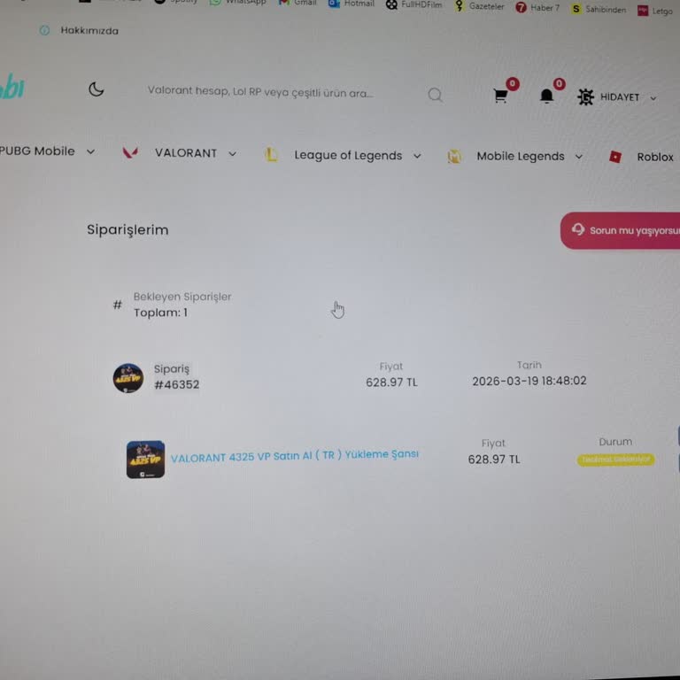 Teslim Edilmeyen Valorant VP Ürünü Ve Geciken 630 TL İadesi