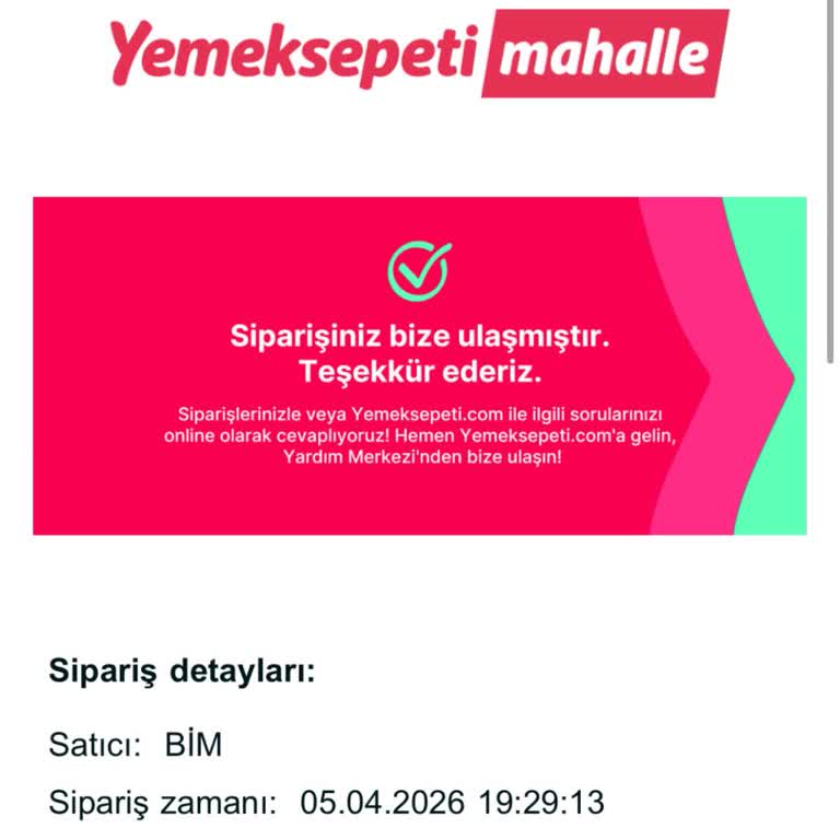 Yemeksepeti Mahalle Yanıltıcı İptal Epostası ve Gerçek Dışı “Adresinizde Bulunamadı” Kaydı