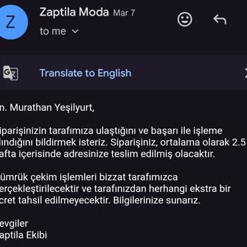 Zaptila Sipariş Gecikmesi ve Tam İade Talebi