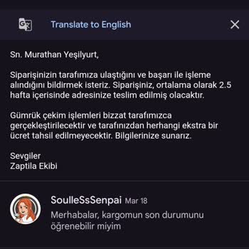 Zaptila Sipariş Gecikmesi ve Tam İade Talebi