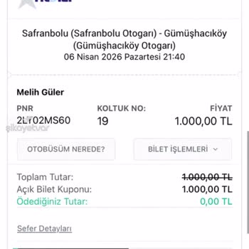Tokat Yıldızı Ve Obilet Bilgi Alışverişi Ve Uyumsuzluğu