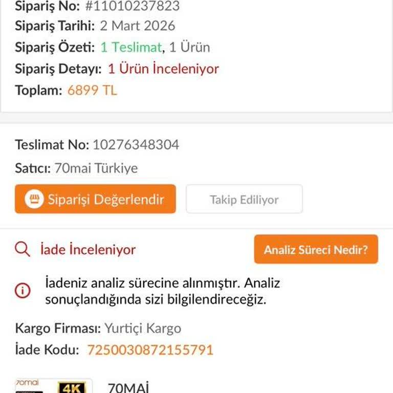 Çalışmayan İkinci El Dash Cam İçin Uzun Süreli İade Ve Geri Ödeme Sorunu