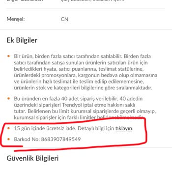 Ürün Beklenen 4 Saat Isıyı Sağlamadı İade Talebi Hijyen Nedeniyle Reddedildi