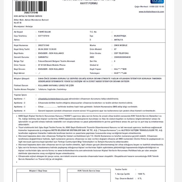 Omix X7 Donma Sorunu Ve Servisin Çözüm Sunamaması