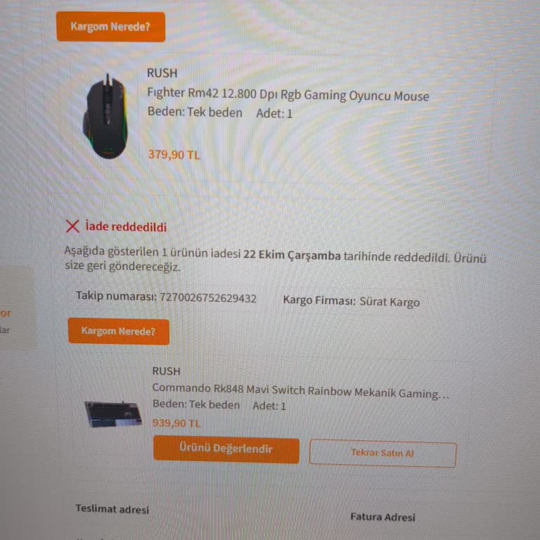 Garanti Kapsamındaki Arızalı Rush Klavye Ve Mouse İçin Servis Ve Satıcıdan Cevap Gelmemesi