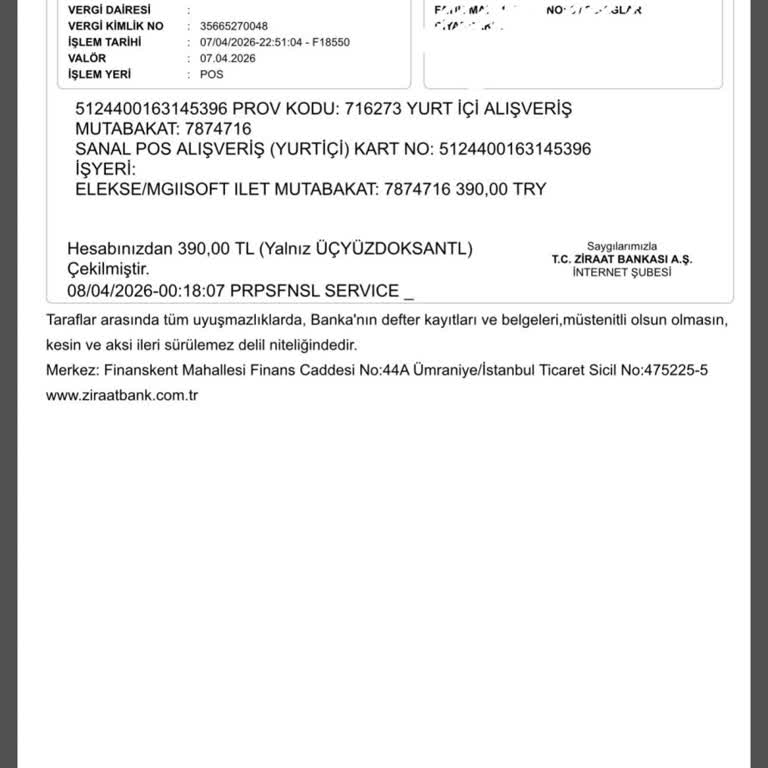 390 TL’lik Paket Yüklenmedi, İade Talebi