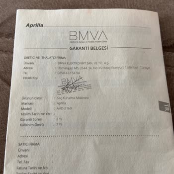 Aprilla Saç Kurutma Makinesinin Kısa Sürede Erimesi Ve Servise Ulaşılamaması