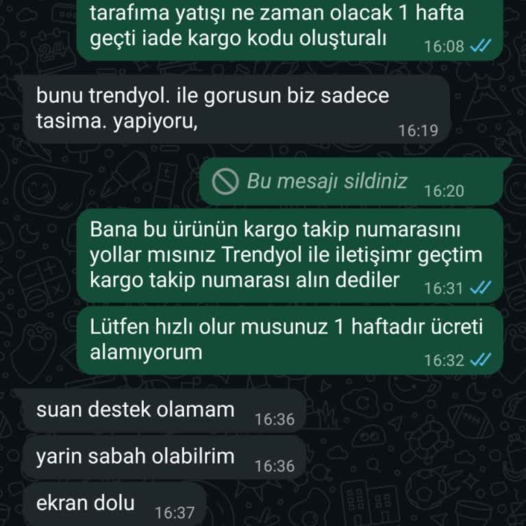 Aras Kargo Belkıs Şubesi İade Kodunu İhmal Ederek Ücret İadesi Vermedi
