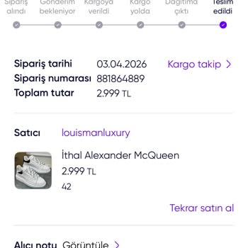 Instagram'dan Aldığım Alexander McQueen Ayakkabı Kalitesiz Ve Yanıltıcı, Tam İade Talep Ediyorum
