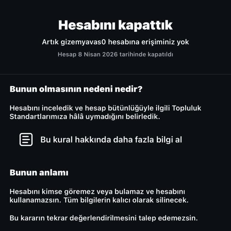 Instagram Hesabım Uyarı Alınmadan Kalıcı Olarak Kapatıldı