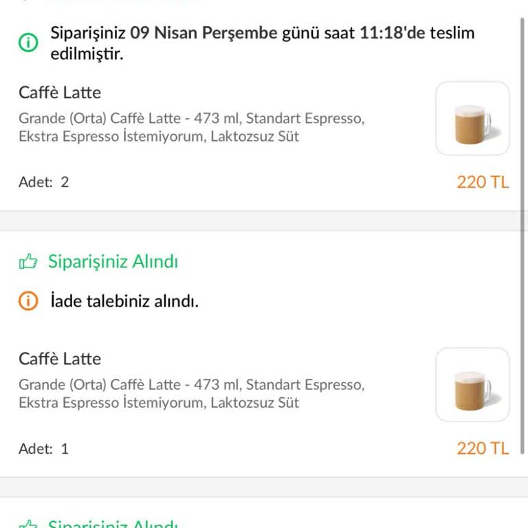 Trendyol Yemek Yanlış İçecekler, Sağlık Sorunu Ve Asistan Desteği Eksikliği Nedeniyle İade Talebi