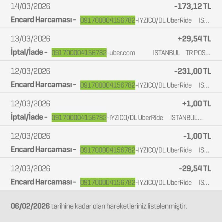 Uber’de Açılmamış Hesapta İzinsiz Kart Çekimi Ve Açıklama Talebi