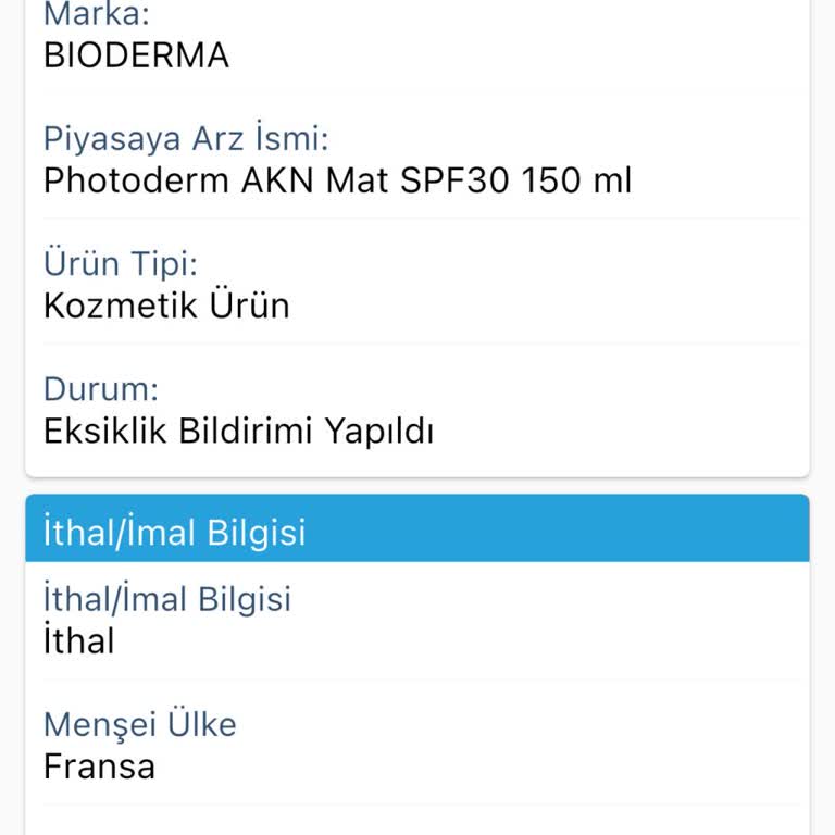 Bioderma Güneş Kremi ÜTS'de Eksik Bildirimi Görüldüğü İçin Orijinallik Şüphesi