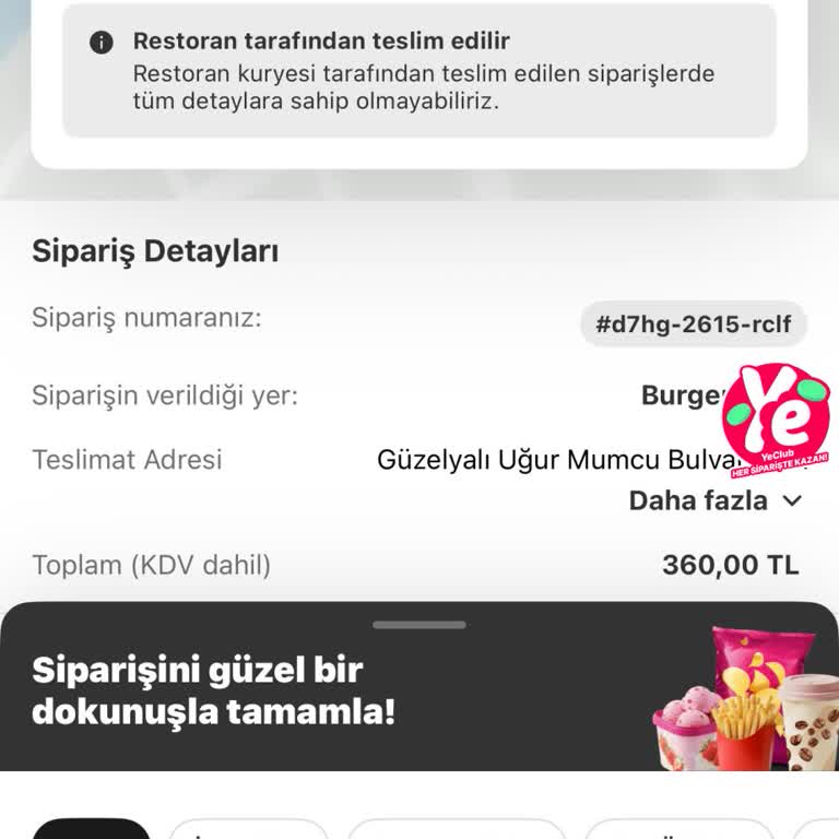 Yemeksepeti Üzerinden 360 TL Ödeme Yapıldı, Sipariş Onayı Gelmedi