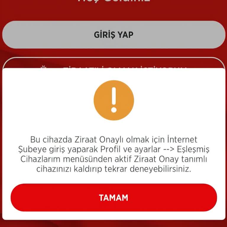 Ziraat Bankası Mobil Uygulama Giriş Sorunu Eski Cihaz Eşleşmesi Kaldırılmalı
