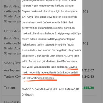 Ücretsiz İade Hakkı İhlali Ve Fatura Gönderilmemesi