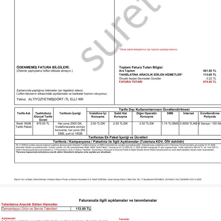 Vodafone'un Geciken İade İşlemi Ve Faturadan Düşülmeyen Taksitler