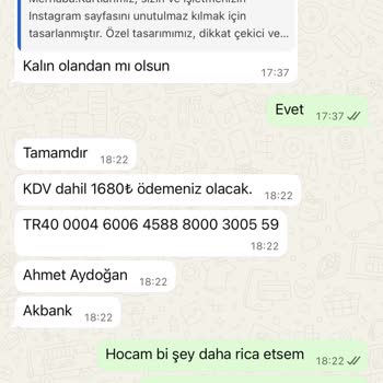 Instagram Kartviziti Ödemesi İçin 1.680 TL’nin İadesi Ve Hizmet Sağlanması Talebi