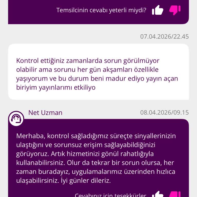 Akşamları Sürekli Kesilen Giga Fiber Bağlantısı İçin Saha Ekibi Gönderilmesi Bekleniyor