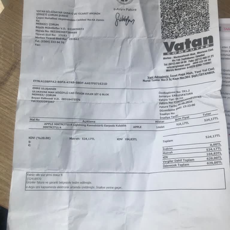 Apple EarPods Garanti Kapsamında Ücretsiz Onarım Talebi