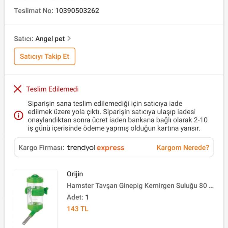 Kuryenin Yanlış Beyanıyla İptal Talebim Olmadan Sipariş İptali