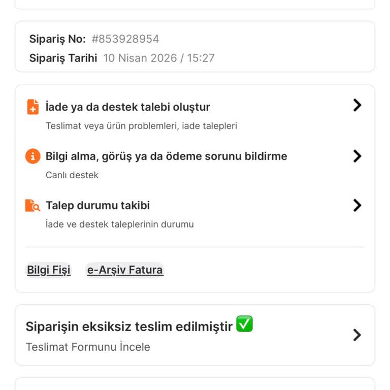 Yanlış Sipariş Teslim Edildi Ve Müşteri Hizmetleri Geri Dönüş Yapmadı