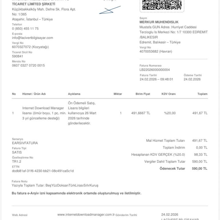 Lacivert Bilgisayar’dan Satın Alınan IDM Lisansının Teslim Edilmemesi Ve İletişimsizlik