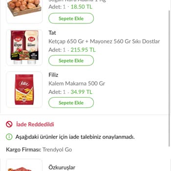 Trendyol Go Market'te Eksik Kıyma Teslimatı Ve İade Reddi