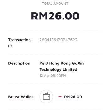 I Face Unauthorized Hong Kong Quxin Technology Deduction From Boost eWallet