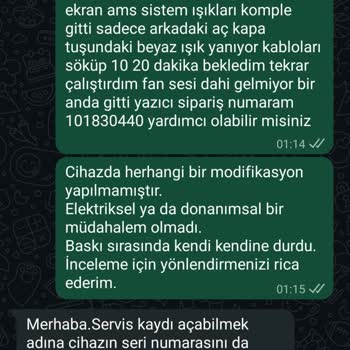 Garanti Kapsamındaki Bozuk Bambulab A1 Combo Cihazımın Yenisiyle Değiştirilmesi Gerekiyor