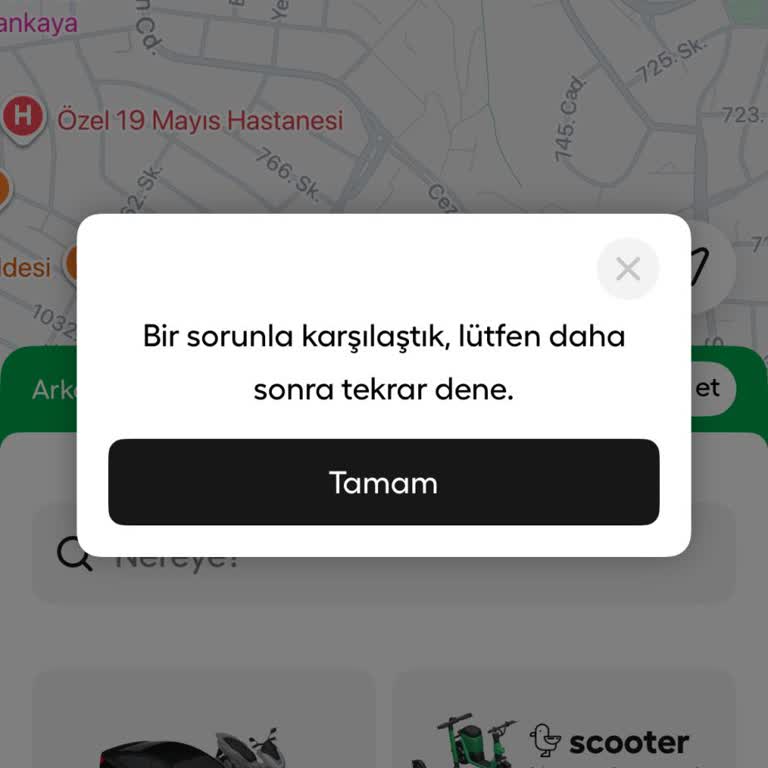 Martı Uygulamasında Araç İsteme Hatası Ve Geri Dönüş Almama