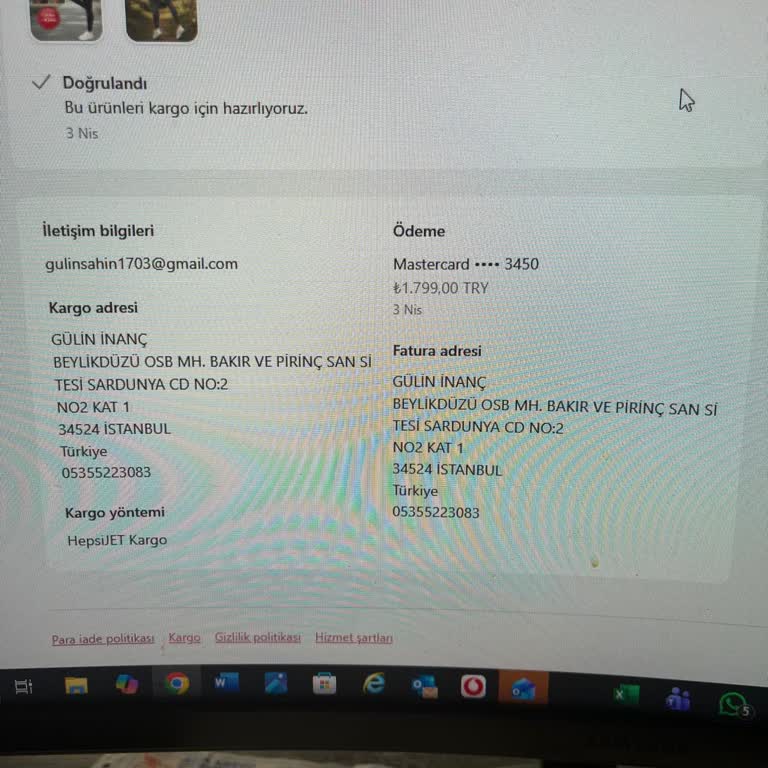 Siparişin Kargoya Verilmemesi Ve İptal Talebi