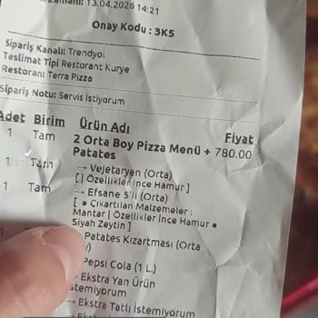 Terra Pizza Eksik Malzeme Gönderimi!