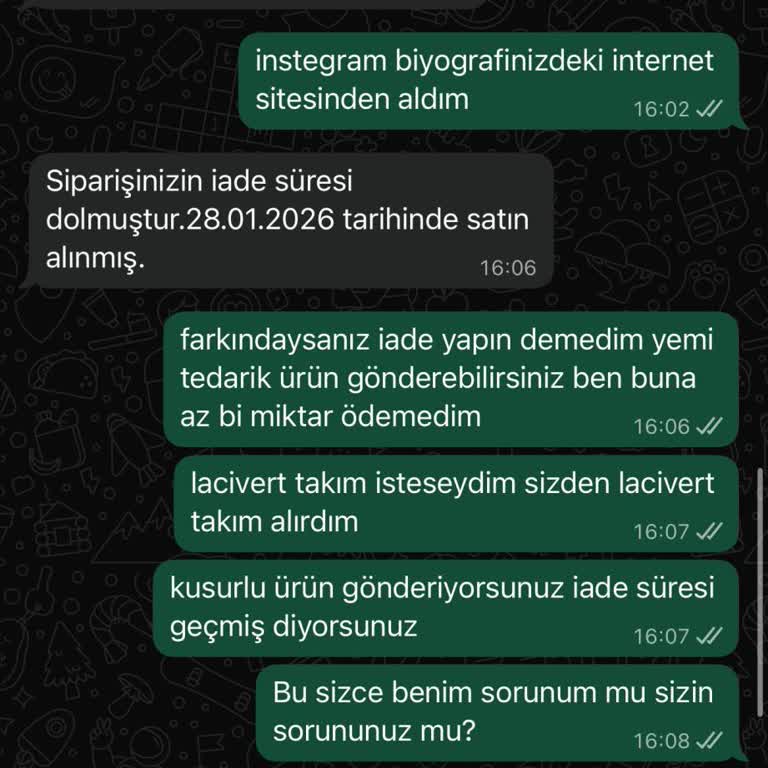 Renk Uyumsuzluğu Nedeniyle Takımın İadesi Ve Ücret İadesi Talebi