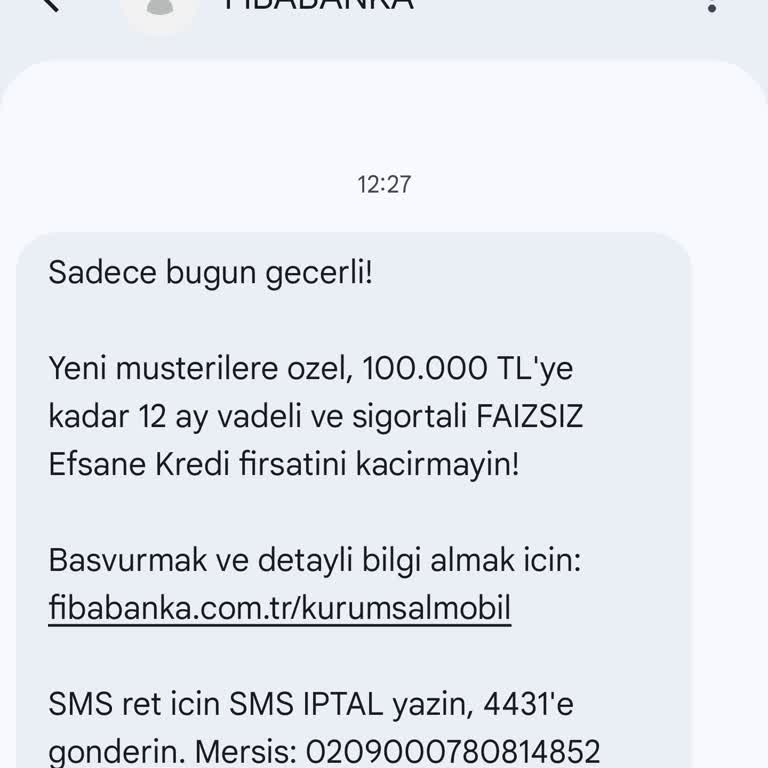 Fibabanka'nın Yanıltıcı Reklamı Ve Söz Verilen 100.000 TL Sıfır Faizli Kredinin Yarıya Düşürülmesi