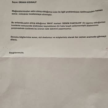 Mavi Denim Pantolonunda Kalite Sorunu Ve Mağaza İlgisizliği