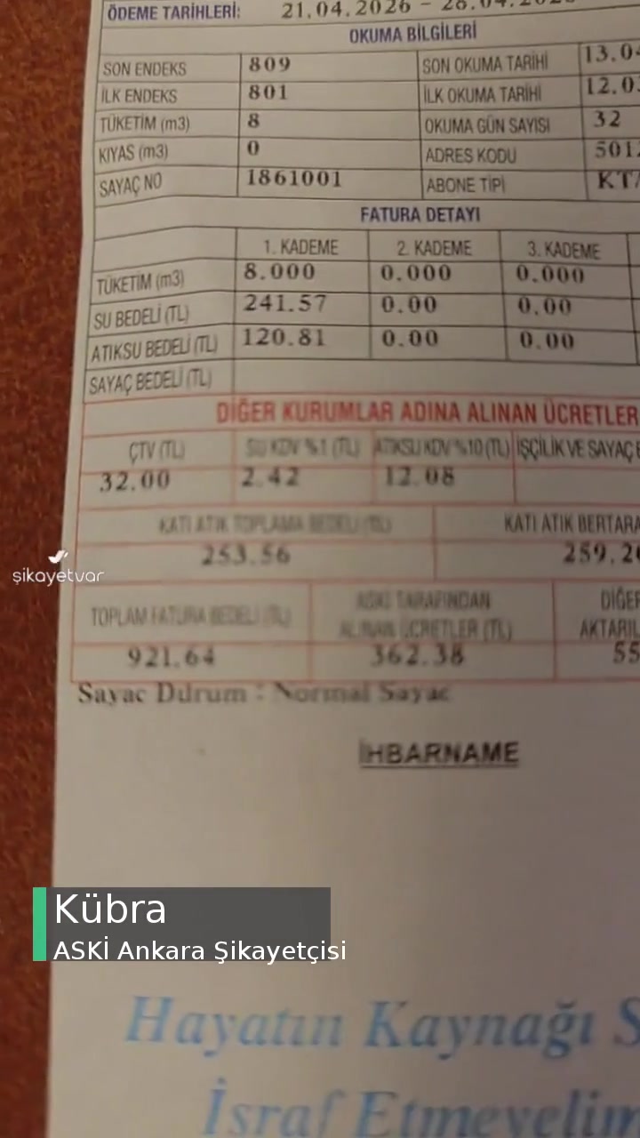 ASKİ Ankara Yenimahalle Su Faturası! videonun kapak resmi