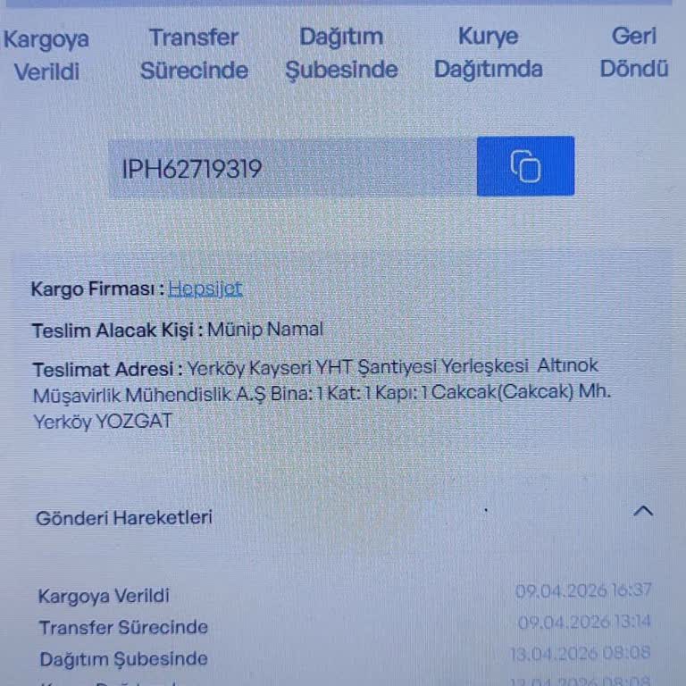 Hepsijet Yozgat Şubesinde Teslim Edilmedi Ve İletişim Kurulmadı