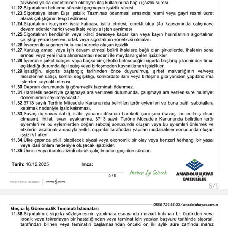 Anadolu Sigorta Yanlış Muafiyet Süresi Nedeniyle İşsizlik Tazminatı Reddi