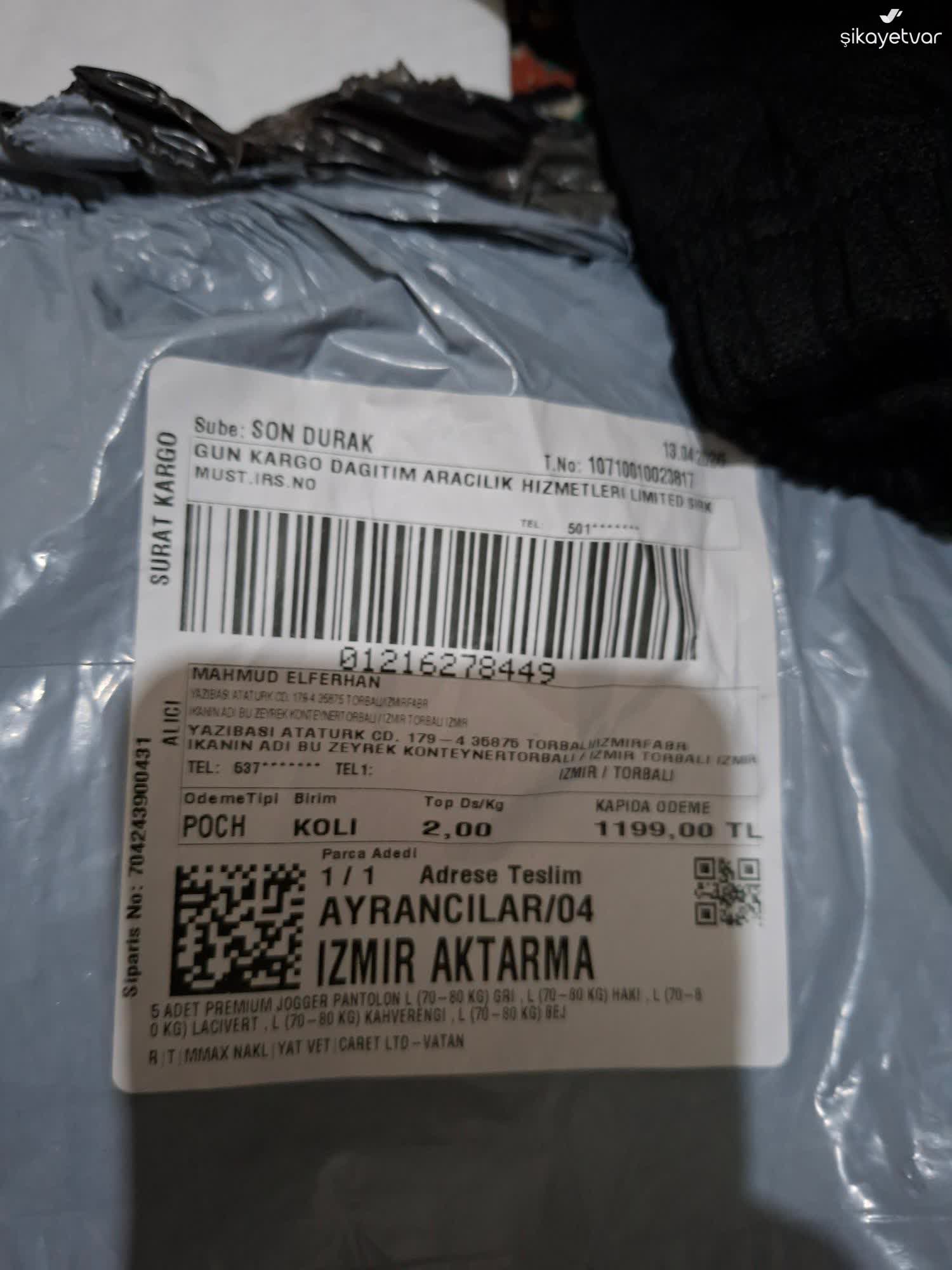 y.y様　　ご相談 Hkpantoloon Siparişteki Pantolonla Gelen Ürün Arasındaki Fark ve