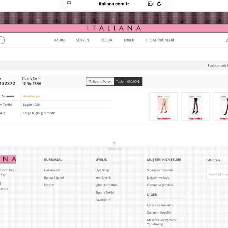 Italiana Sistemde Hâlâ Hiçbir Kargo Bilgisi Girilmedi