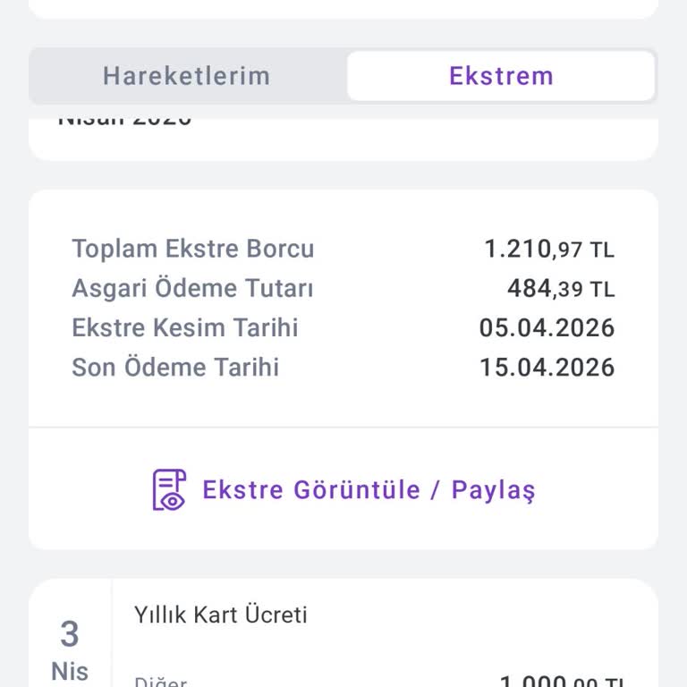 İlk Yıl Ücretsiz Sözünün İhlali Ve 1000 TL Yıllık Kart Aidatı